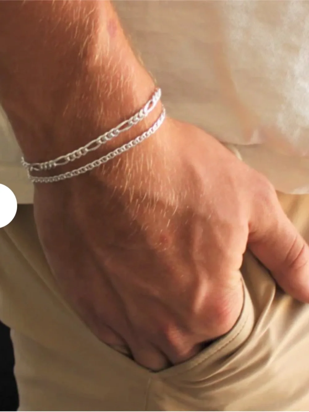 Men's 3mm Figaro Sterling Silver Chain Bracelet